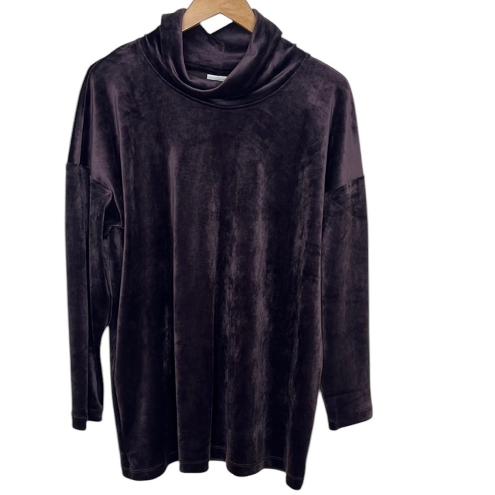 J. Jill Purple Crushed Velvet Mock Neck Tunic Women Size L